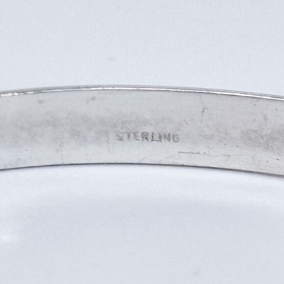 Vintage Sterling Silver 925 Ridge Edge Bangle Bracelet 7.75" - Picture 4 of 7